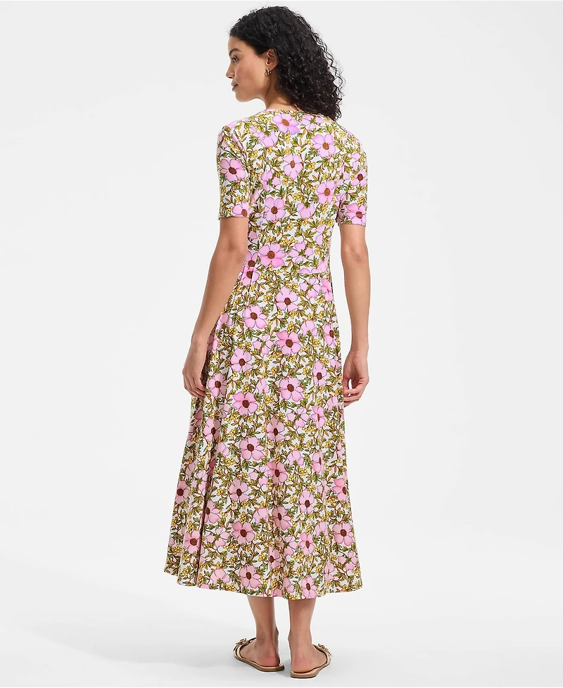 Lands' End Women's Silky Knit Sweetheart Midi Dress