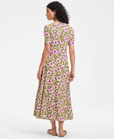 Lands' End Women's Silky Knit Sweetheart Midi Dress
