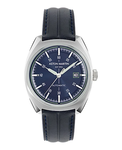 Aston Martin F1 Men's Automatic Blue Leather Strap Watch 41mm