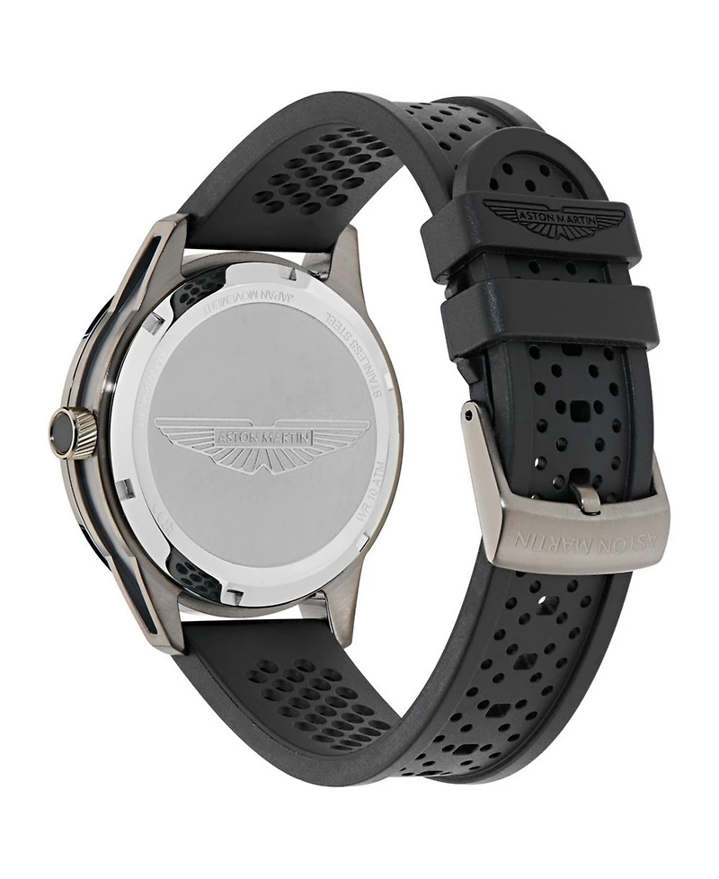 Aston Martin F1 Men's Quartz Gunmetal Guilloche Silicone Strap Watch 42mm