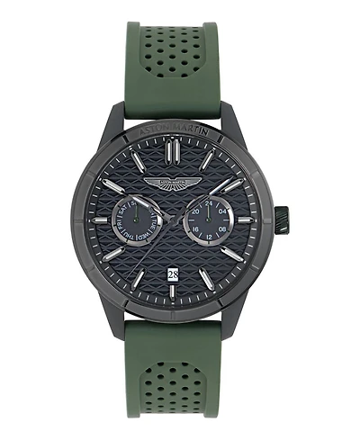 Aston Martin F1 Men's Quartz Black Guilloche Silicone Strap Watch 42mm
