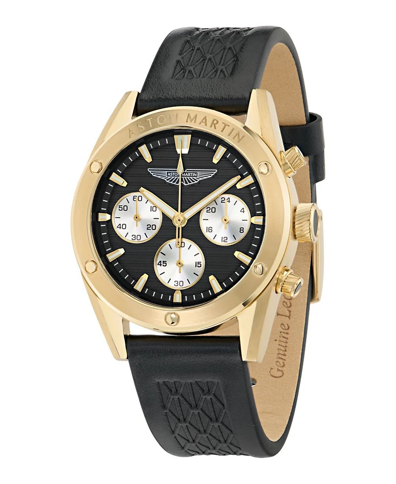 Aston Martin F1 Men's Quartz Black Guilloche Ip Yellow Gold Bracelet Watch 38mm