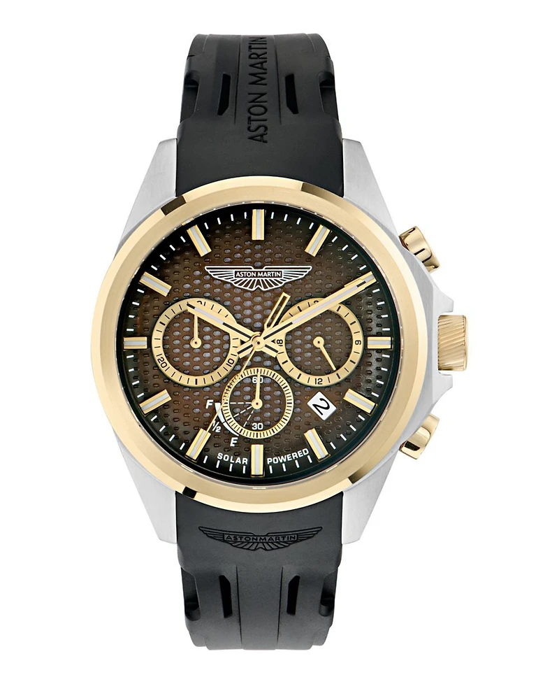 Aston Martin F1 Men's Quartz Brown Guilloche Silicone Strap Watch 44mm