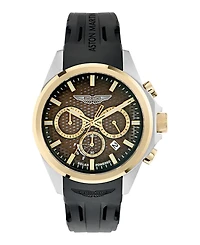 Aston Martin F1 Men's Quartz Brown Guilloche Silicone Strap Watch 44mm