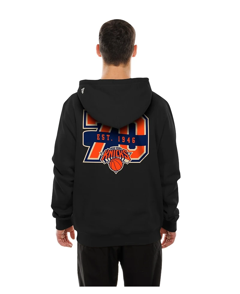 New Era Men's Black York Knicks Front Back Logo Hoodie