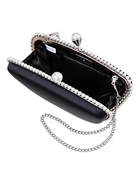 Nina Imitation Pearl Trim Minaudiere Small Clutch Handbag