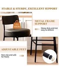 Dyhome 24 inches Bar Stools Set of 3, Counter Height with Leather Pad Wood Back