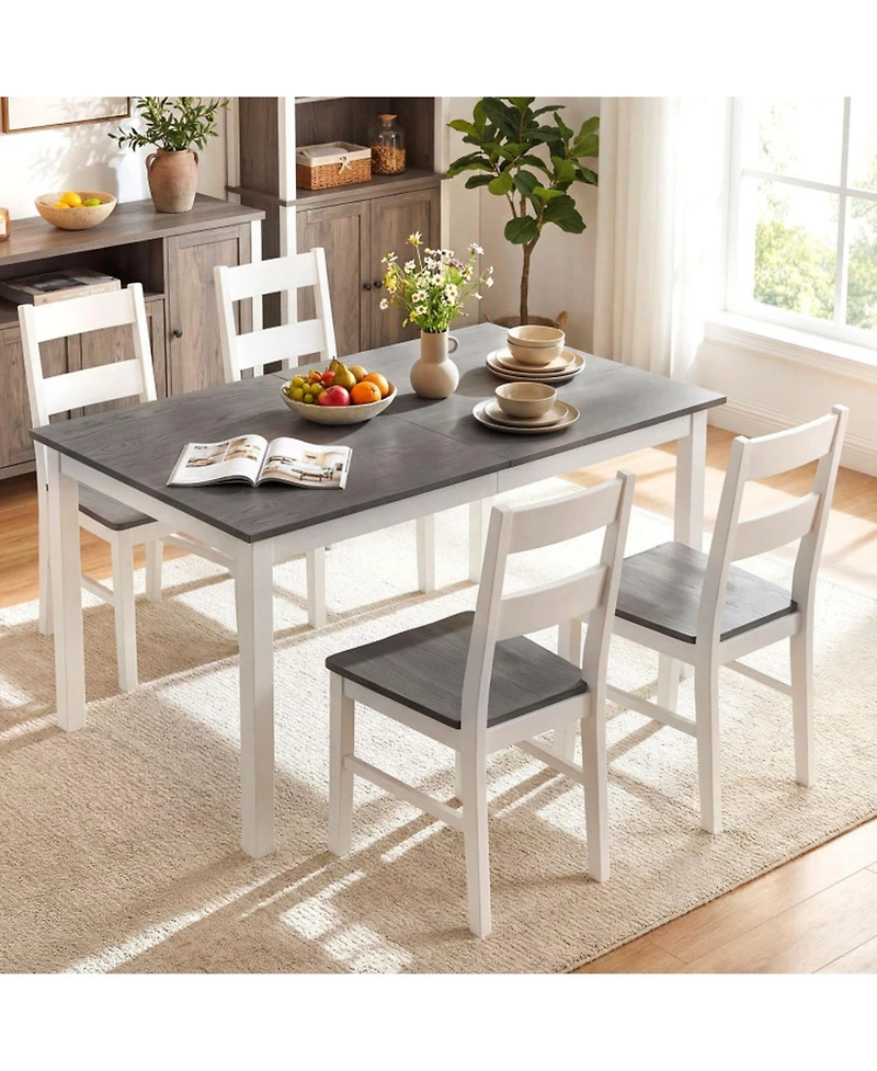Gouun 60 in Rectangular Dinner Table for 4-6 with Solid Rubber Wood Legs
