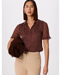 Whistles Women's Polka Dot Sheer Sleeve Shirt