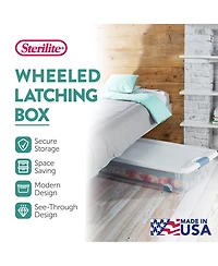 Sterilite 56 Quart Latching Stackable Wheeled Storage Container w/ Lid (12 Pack)