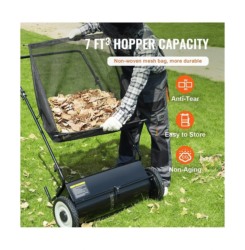 Sugift 26 in Push Lawn Sweeper with 2.6 cu ft Leaf and Grass Collector
