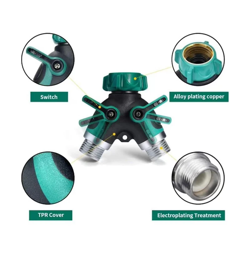 Hose Splitter 2 Way Faucet Splitter with Shut off Valve
