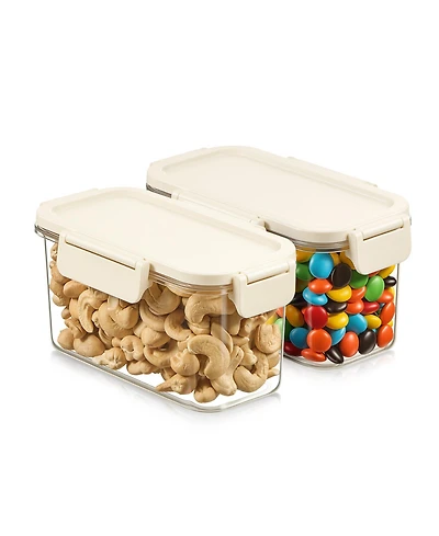 Sorbus 2 Pack 600ml/21.16oz Clear Stackable Airtight Food Storage Containers for Pantry, Rice, Pasta, Cereal and More