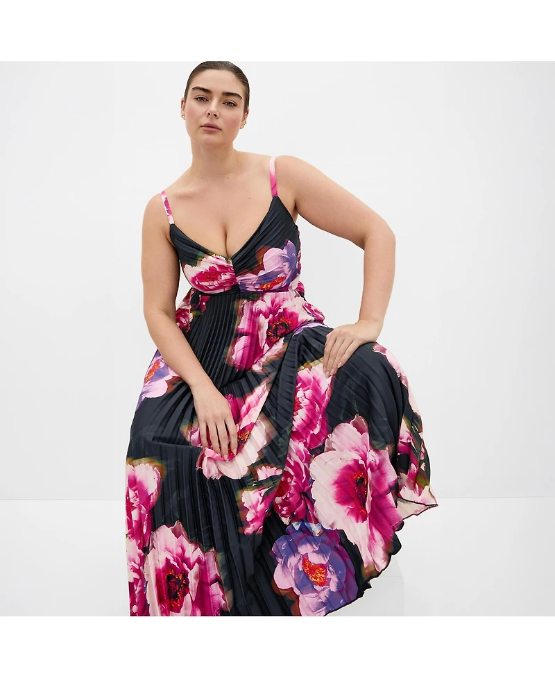 City Chic Women's Ariana Print Pleat Maxi Dress