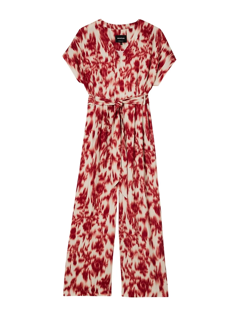 Whistles Women's Blurred Floral Tie Jumpsuit