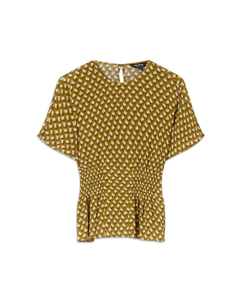 Whistles Women's Ikat Spot Shirred Blouse