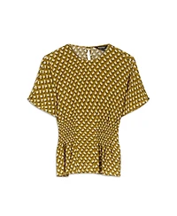 Whistles Women's Ikat Spot Shirred Blouse