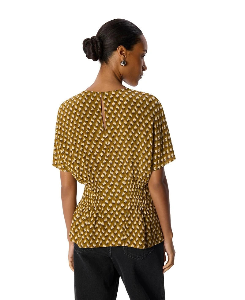 Whistles Women's Ikat Spot Shirred Blouse