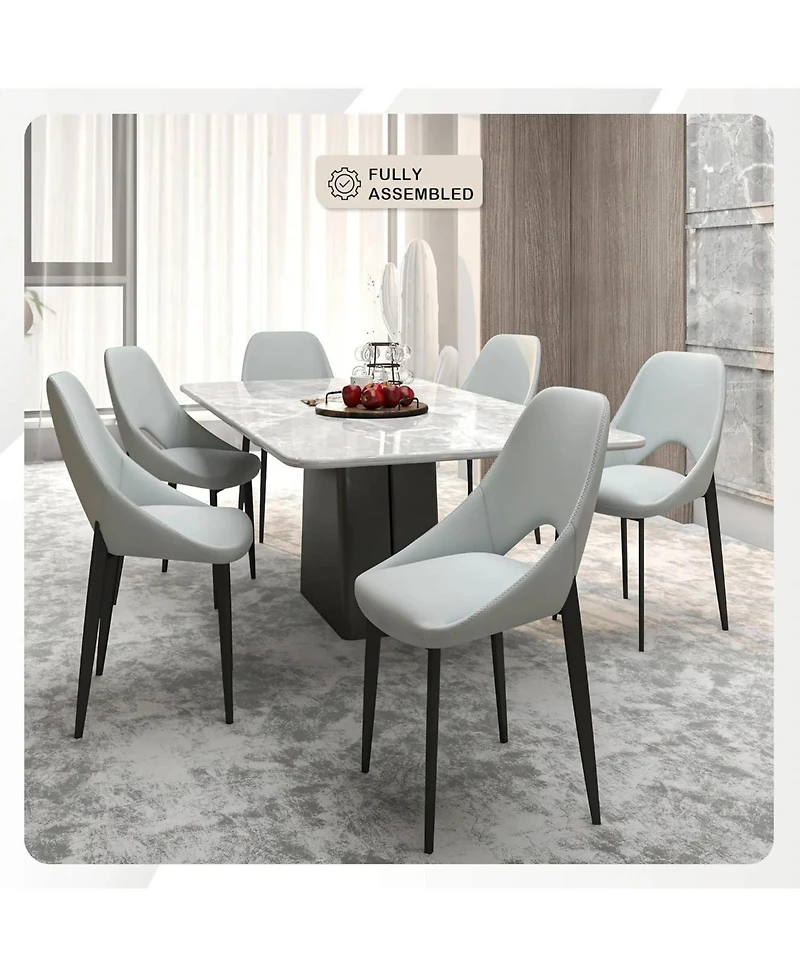 LeisureMod Amalfi Upholstered Fabric Dining Chair Modern Side with Iron Legs, Mid-Century Accent for Room or Kitchen