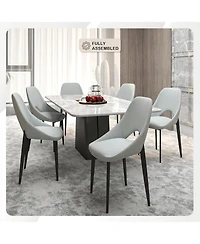LeisureMod Amalfi Upholstered Fabric Dining Chair Modern Side with Iron Legs, Mid-Century Accent for Room or Kitchen