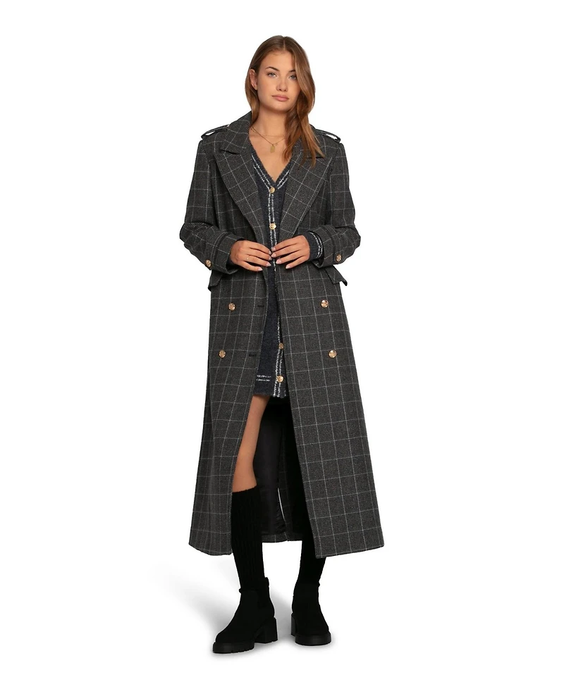 Belle & Bloom Women's Command Wool Blend Double Breast Maxi Coat