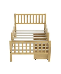 Streamdale Furniture Twin Wood Platform Bed With Rails and 2 Drawers