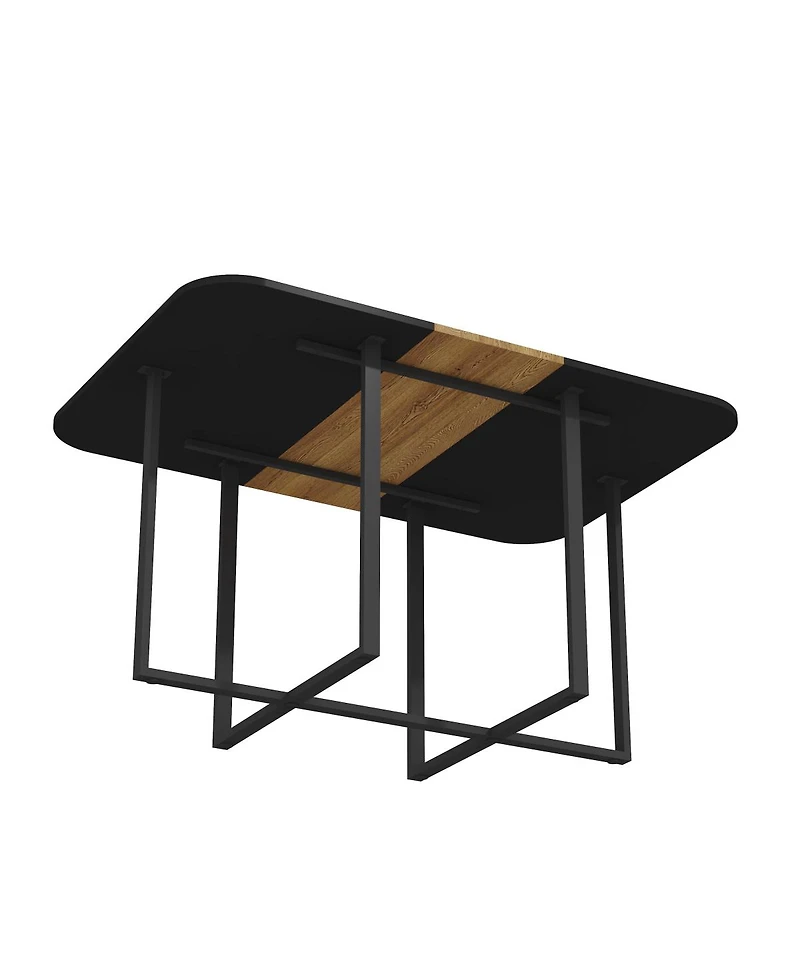 Streamdale Furniture 7 Piece Modern Dining Set and Wood Table with 6 Faux Leather Chairs