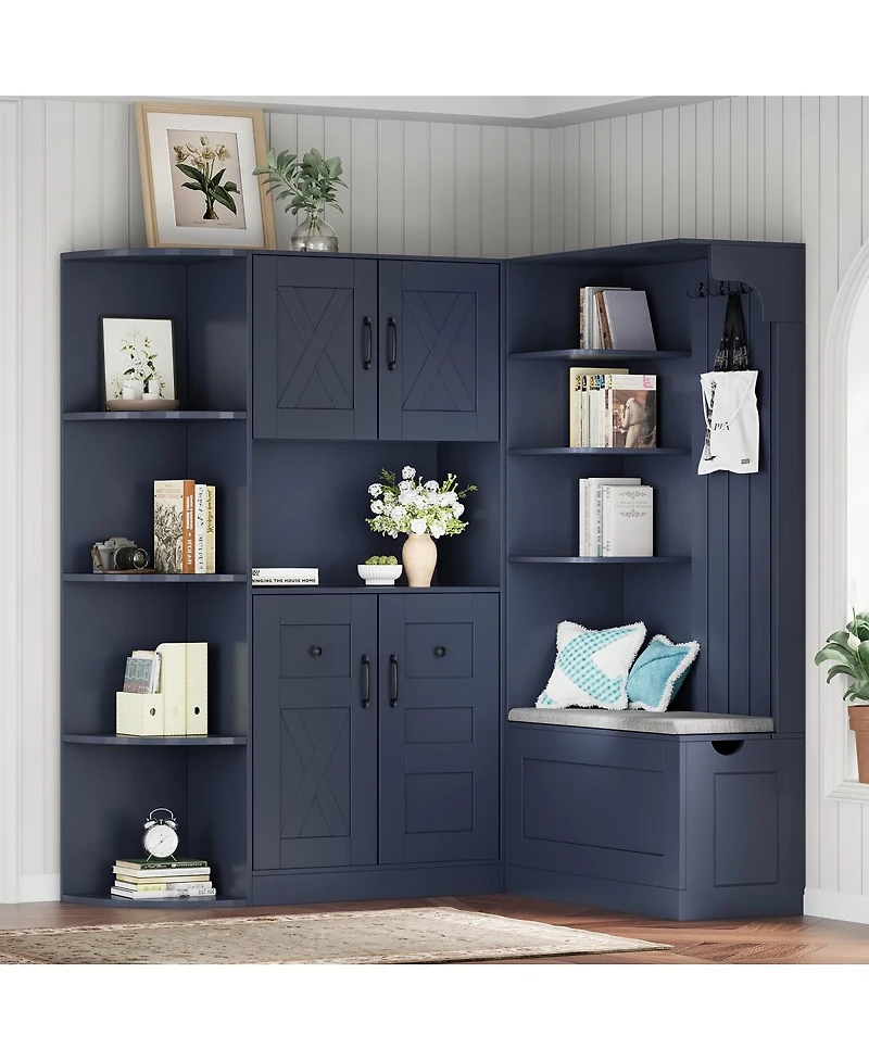 Streamdale Furniture Multifunctional 2-in-1 Hall Tree with Storage and 4 Hooks
