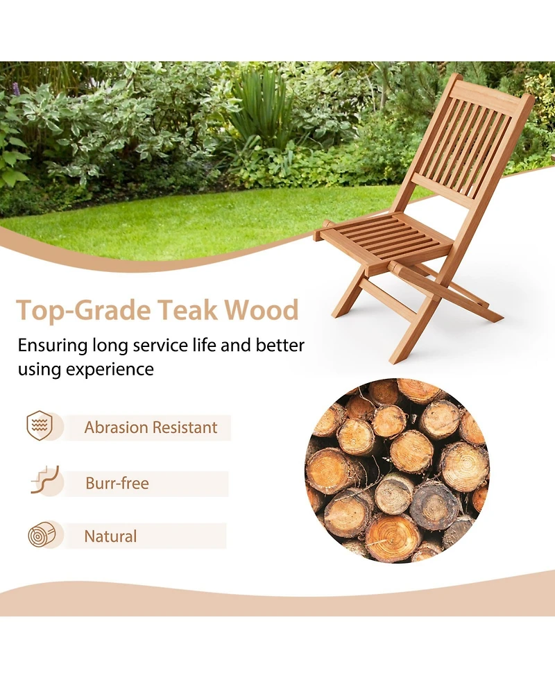 Slickblue Outdoor Bistro Set with Slatted Seat and Tabletop for Backyard
