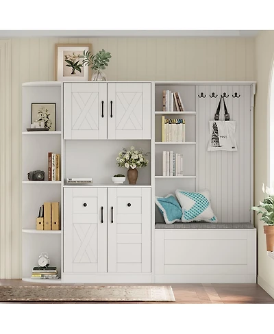 Streamdale Furniture Multifunctional 2-in-1 Hall Tree with Storage and 4 Hooks