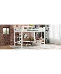Streamdale Furniture Metal Loft Bed with Ladder and Guardrails