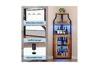 homfan Corner Bar Cabinet, Wine Cabinet with Adjustable Shelf and Glass Holder, 5-Tiers Storage Space Liquor