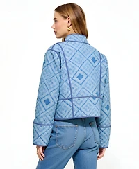 Modenaire Women's Diamond Quilted Open-Front Jacket