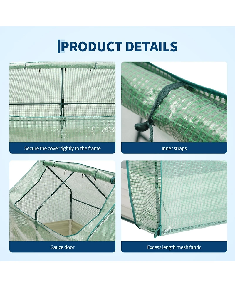 gaomon Galvanized Metal Raised Garden Bed Kit with Greenhouse Cover Self-Watering Irrigation and Insect Net for Vegetables, Flowers and Herbs