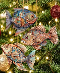 Designocracy Colorful Fish Holiday Ornaments, Set of 3