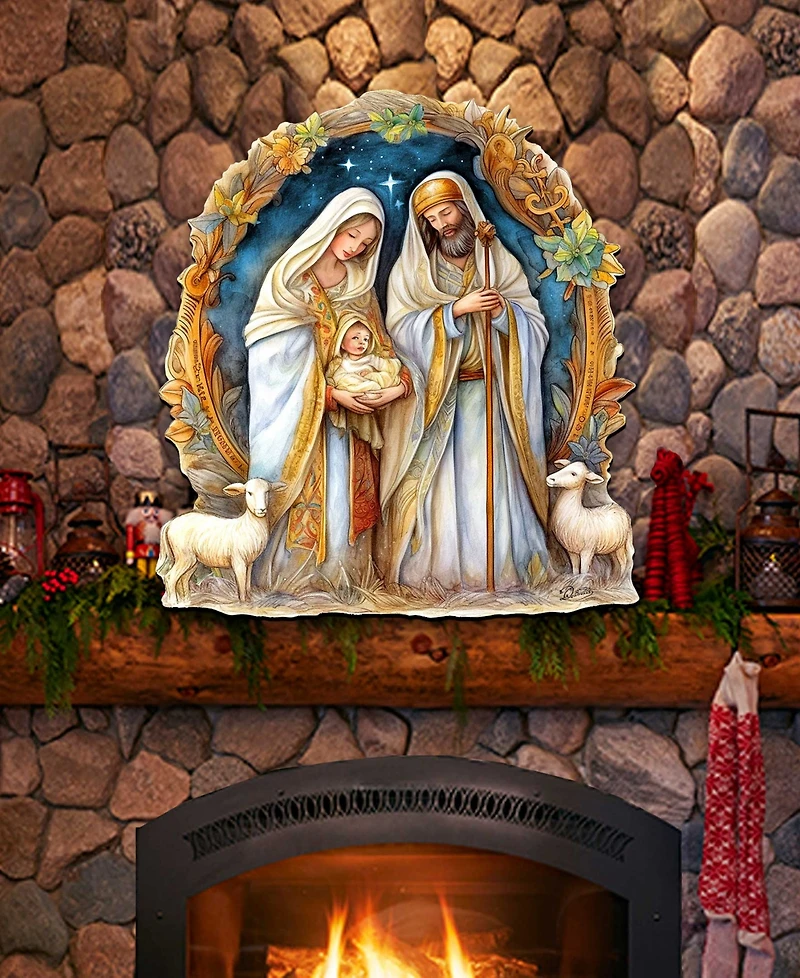 Designocracy Nostalgic Nativity Scene Christmas Wooden Wall Decor Door Decor G. DeBrekht