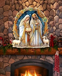 Designocracy Nostalgic Nativity Scene Christmas Wooden Wall Decor Door Decor G. DeBrekht