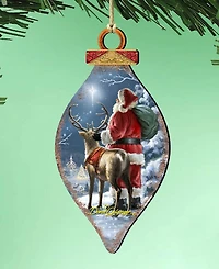 Designocracy Starry Night Santa Cone Wood Ornament