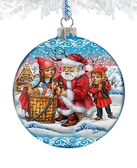 G.DeBrekht Oversized Retro Christmas Ball In Blue Glass Ornament