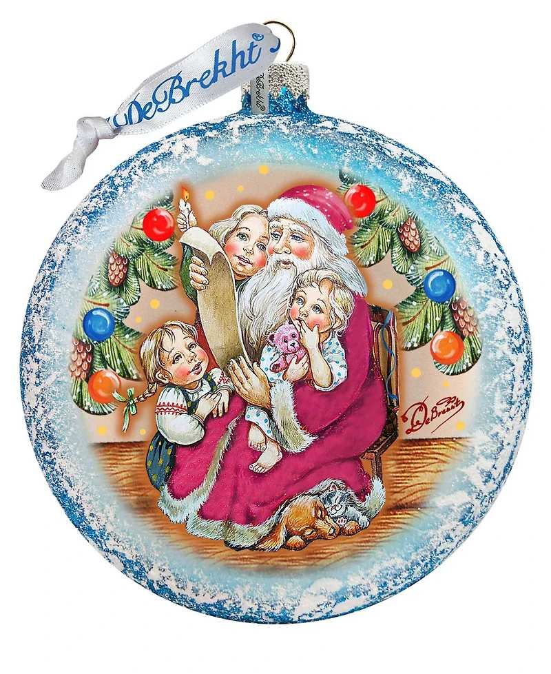 G.DeBrekht Santa List Circle Glass Ornament