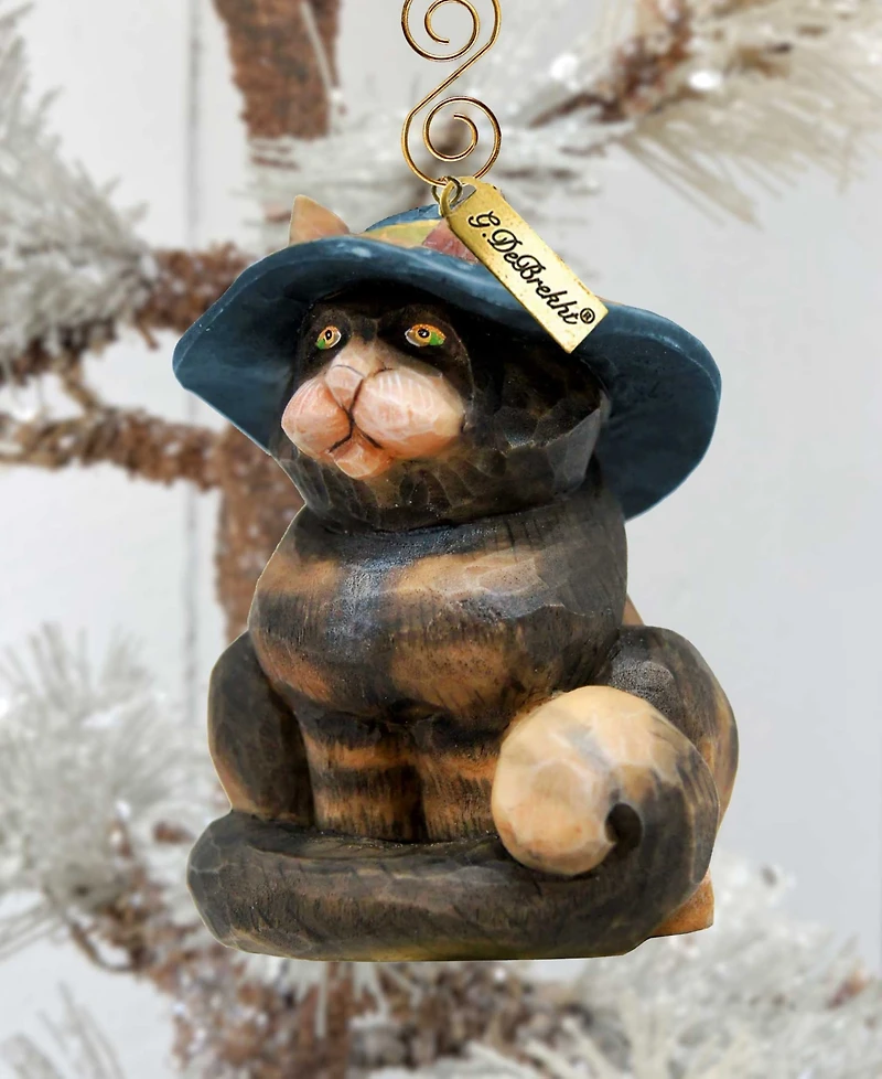 G.DeBrekht Fifield Cat Sculpted Hand, Painted Christmas Figurine