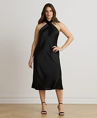 Lauren Ralph Women's Tie-Back Charmeuse Halter Cocktail Dress