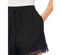 CeCe Women's Pull-On Lace Hem Shorts