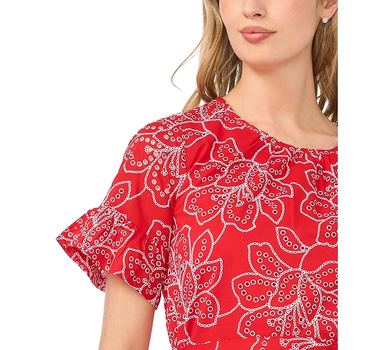 CeCe Women's Printed Relaxed Crewneck Mini Dress