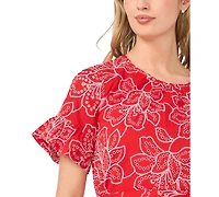 CeCe Women's Printed Relaxed Crewneck Mini Dress