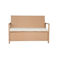 Sugift 2-Person Rattan Storage Bench with Lift Lid and Cushion