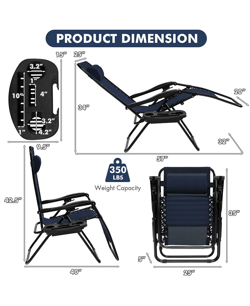 Inolait Outdoor Folding Zero Gravity Reclining Lounge Chair