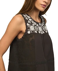 Lucky Brand Women's Crewneck Embroidered Yoke Tank Top