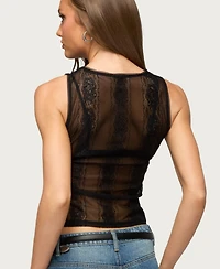 Edikted Women's Ephie Sheer Lace Tank Top