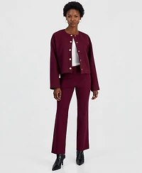 I.n.c. International Concepts Petite Lined Round-Neck Poly-Wool Blend Snap-Front Jacket, Macy's Exclusive